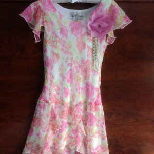 Lovely, Fluttery, Flower Dress - Pin with Pearls